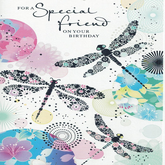 Special Friend Birthday Card   –   Butterfly Design with Heartfelt Message   -   8  x  5.5  inches