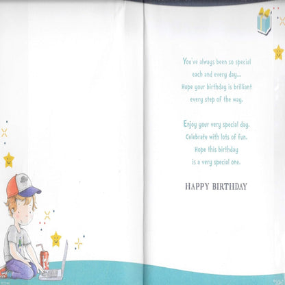 Special Nephew Birthday Card with Badge  -  9 x 6 inches