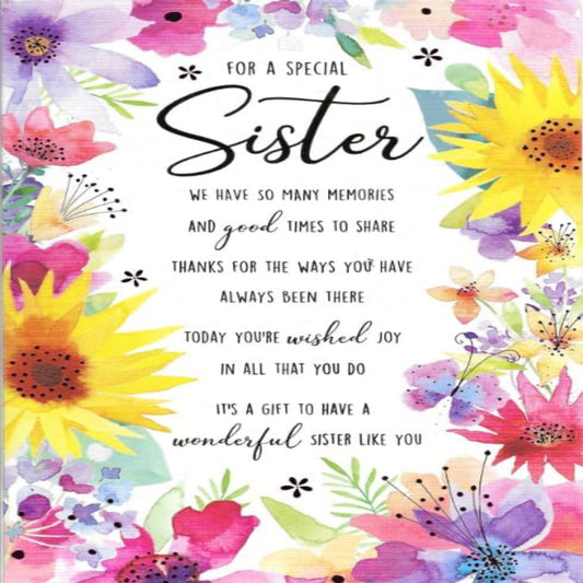 Special Sister Birthday Card with Sunflowers | Paper Rose