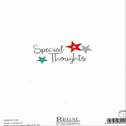 Special Thoughts Congratulations Card with Champagne Bottle and Balloons   –   8   x  6  inches