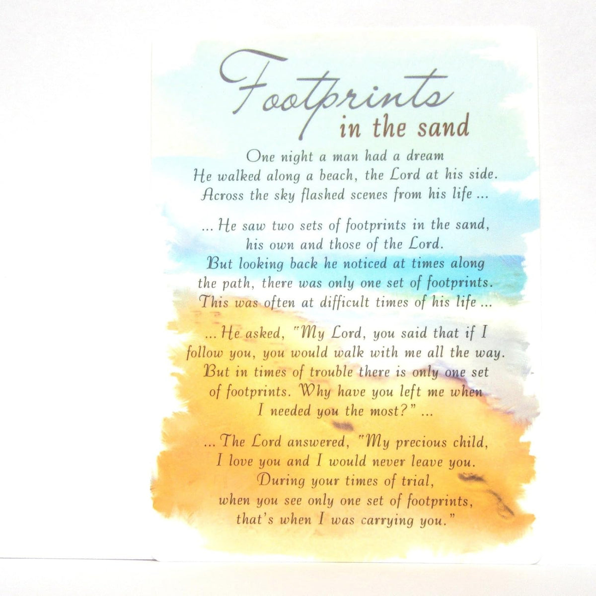 Special Thoughts Footprints in the Sand Memorial Grave Card | Plastic Graveside Tribute   -    17cm  x  12cm