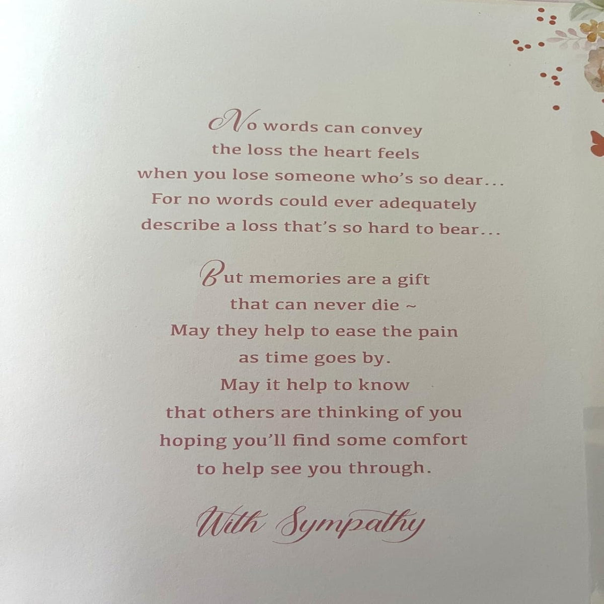 Sympathy Card for Loss of Daughter Floral   -   15  x  23 cm