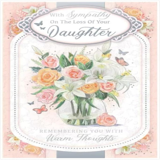 Sympathy Card for Loss of Daughter Floral   -   15  x  23 cm