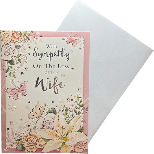 Sympathy Card for Loss of Wife   –   Traditional Bereavement Card   -   19.5   x   13.5 cm