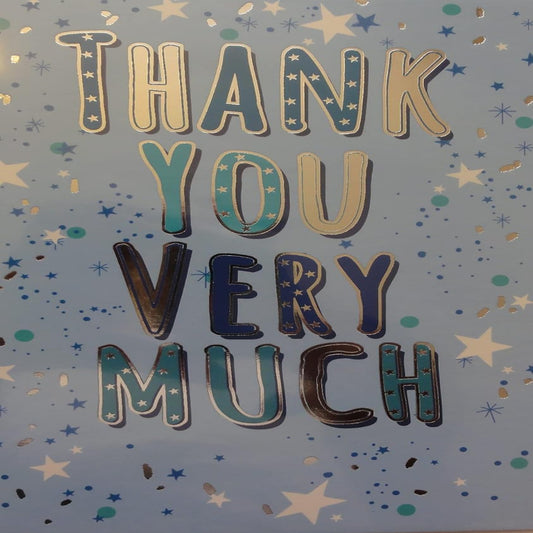 Thank You Very Much Appreciation Card with Foil Stars   -   19.5   x   13.7cm