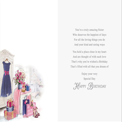 Traditional Birthday Card for Sister   -   Regal Publishing     -    9  x  6 inches