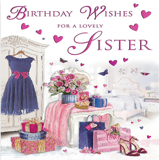 Traditional Birthday Card for Sister   -   Regal Publishing     -    9  x  6 inches
