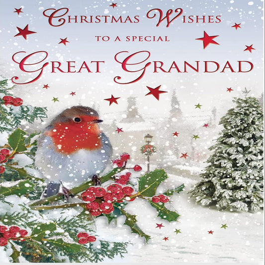 Traditional Christmas Card for Great Grandad   -   9  x  6 inches