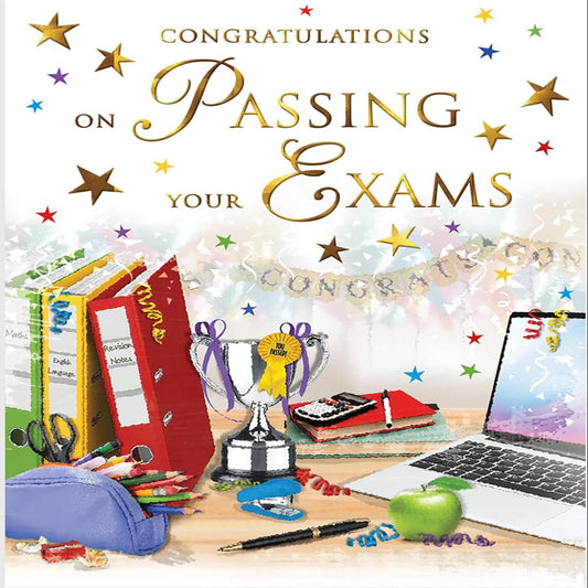 Traditional Exam Congratulations Card  –  Well Done Greeting Card   -  Regal Publishing   -  8 x 6 inches