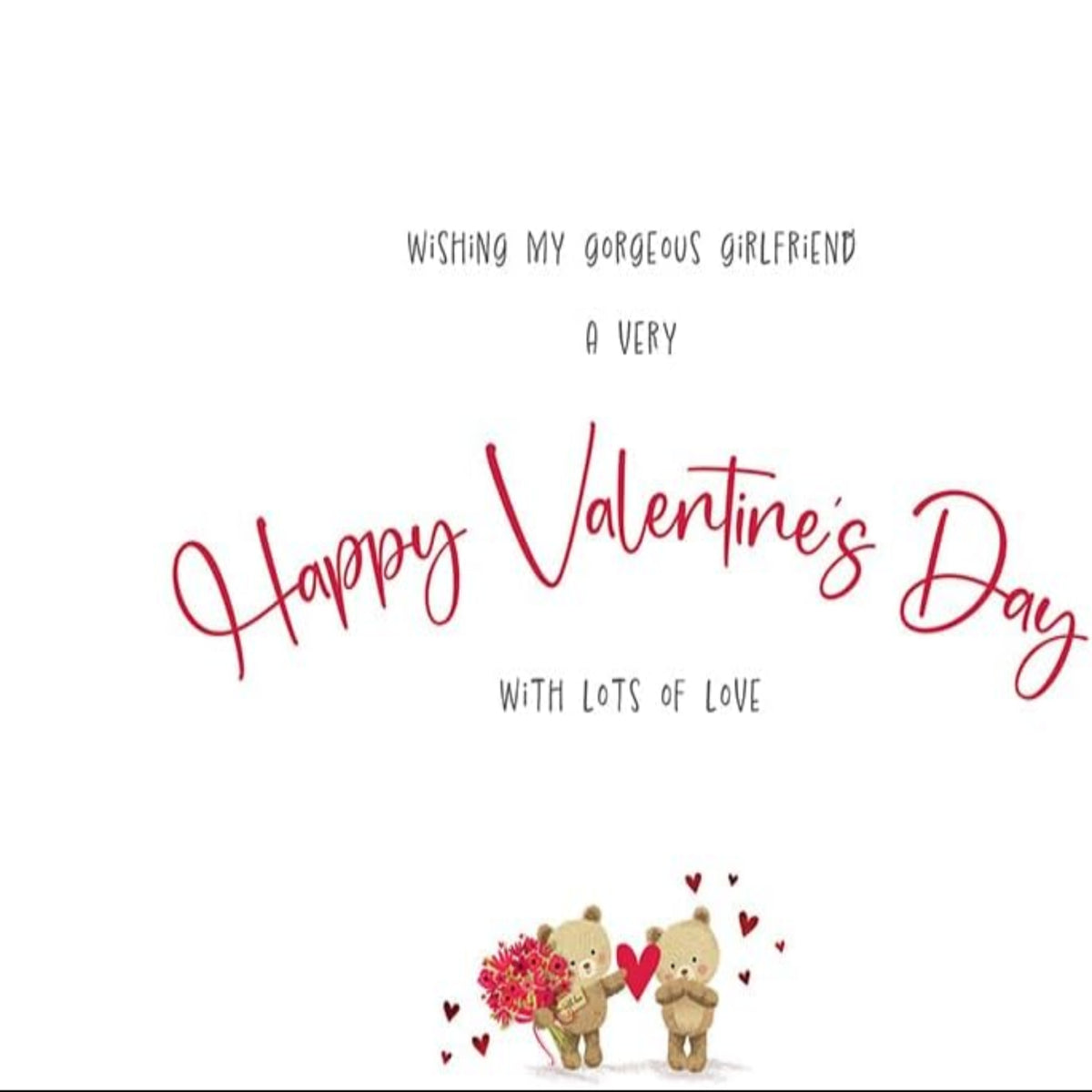 Valentine's Day Card for Girlfriend Teddy Design | Piccadilly Greetings   -   9 x 6 inches