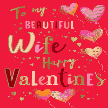 Valentine's Day Card for Wife | Romantic Red Greeting Card   -   Avant Garde     -    9 x 6 inches
