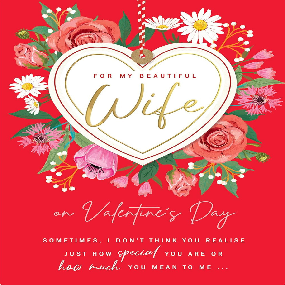 Valentine's Day Card for Beautiful Wife – Romantic Greeting Card  -  Avant Garde   -  9  x  6 inches