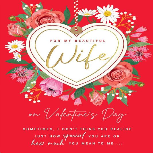 Valentine's Day Card for Beautiful Wife – Romantic Greeting Card  -  Avant Garde   -  9  x  6 inches