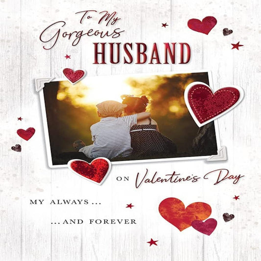Valentine’s Day Card for Gorgeous Husband  -  Piccadilly Greetings  -   9  x  6 inches
