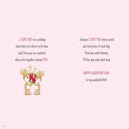 Valentine's Day Card for Wife – Bears Cuddling Design Large Card  -  Piccadilly Greetings   -  10 x 7 inches