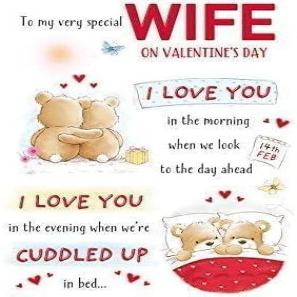 Valentine's Day Card for Wife – Bears Cuddling Design Large Card  -  Piccadilly Greetings   -  10 x 7 inches