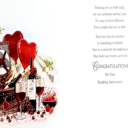 Wedding Anniversary Congratulations Card   -   Special Thoughts   -   Picnic Design   -   16  x  23 cm