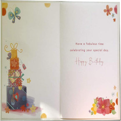 Wonderful Cousin Birthday Card with Flowers & Presents   -  Lovely Verse  -  15.2cm  x  22.8cm