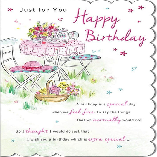 Wonderful Words Birthday Card with Verse  -  Just for You   -  9  x  6 inches