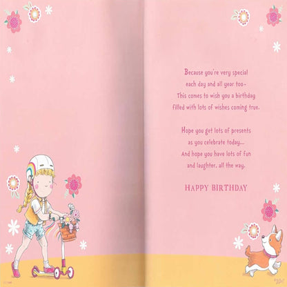 Xpress Yourself Great Granddaughter Age 6 Birthday Card with Badge and Envelope   –    22.8  x  15.3 cm