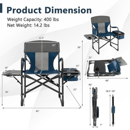 Folding Camping Chair with Side Table and Cooler Bag
