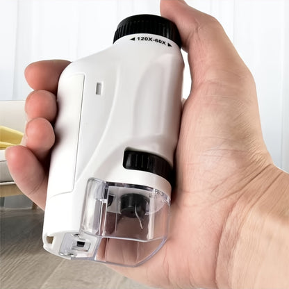 Pocket Microscope for Kids, Portable Handheld Mini Microscope Toy, Kids Microscope with LED Light 60X-120X Explore the Wonders of Nature with This Portable Microscope Toy