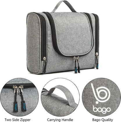 Travel Hanging Toiletry Wash Bag - Large Waterproof Cosmetic Organizer for Women and Men - Snowgray