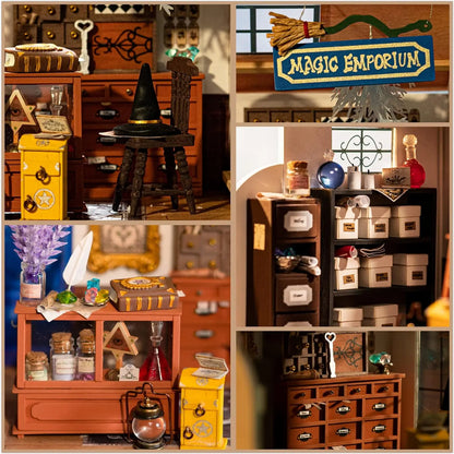 Rolife DIY Dollhouse Kiki'S Magic Emporium Decorative Ornament Kids Miniature Fantasy Magic Doll House Wooden Kit Toy