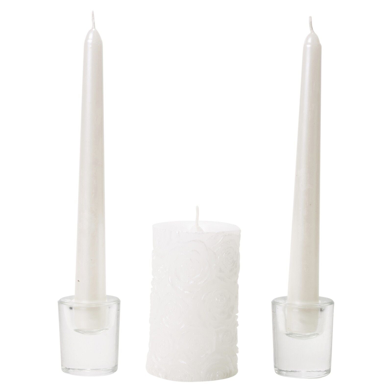 15 X White Wedding Dinner Centerpiece Candles & Glass Holder Celebration Set