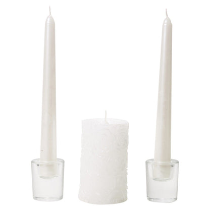 15 X White Wedding Dinner Centerpiece Candles & Glass Holder Celebration Set