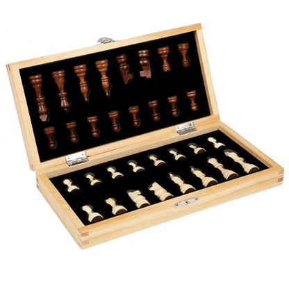 Magnetic Wooden Folding Chess Set Felted Game Board 24Cm*24Cm Interior Storage Adult Kids Gift Family Game Chess Board