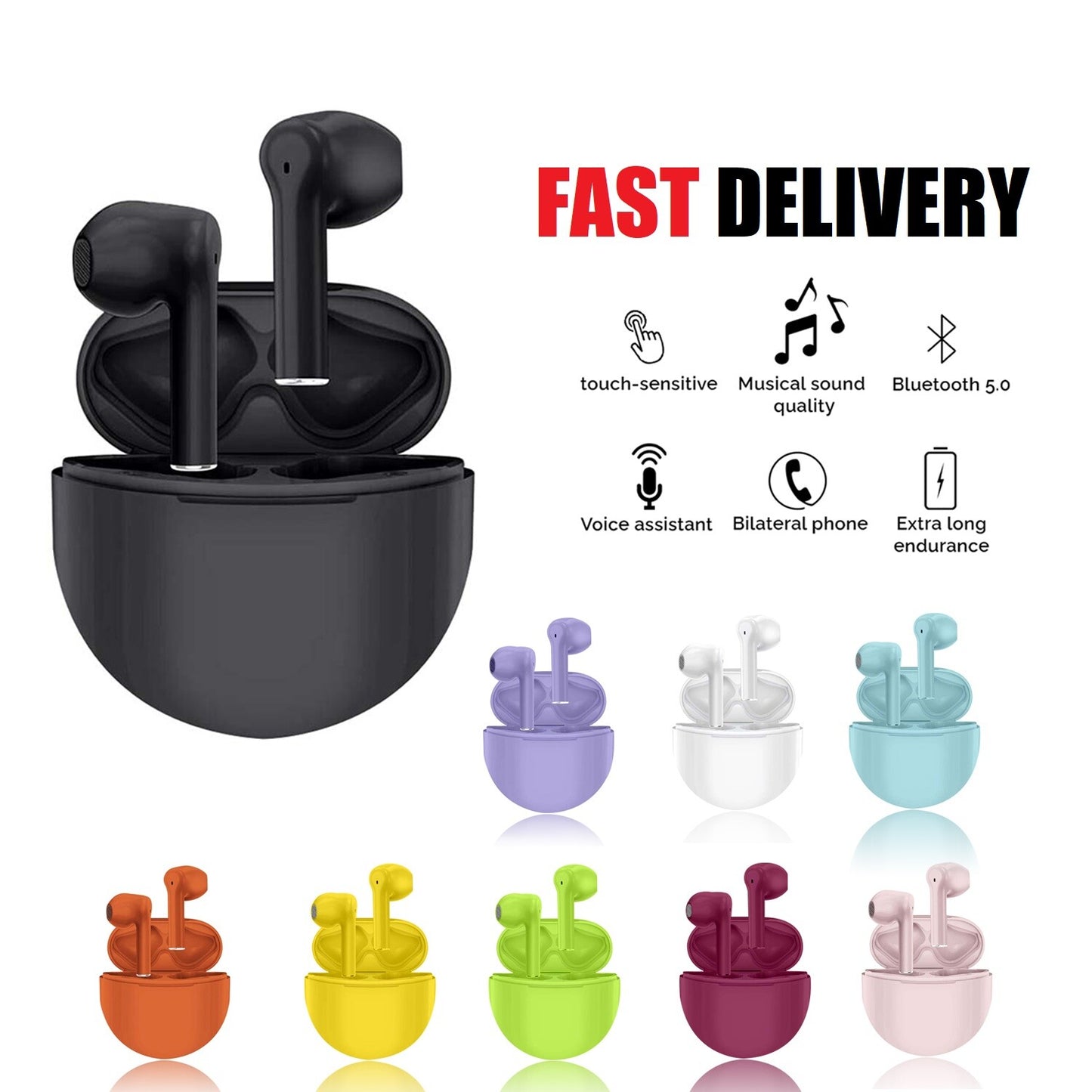 Bluetooth Earphones TWS Mini Wireless Headphones In-Ear Buds for Iphone Android