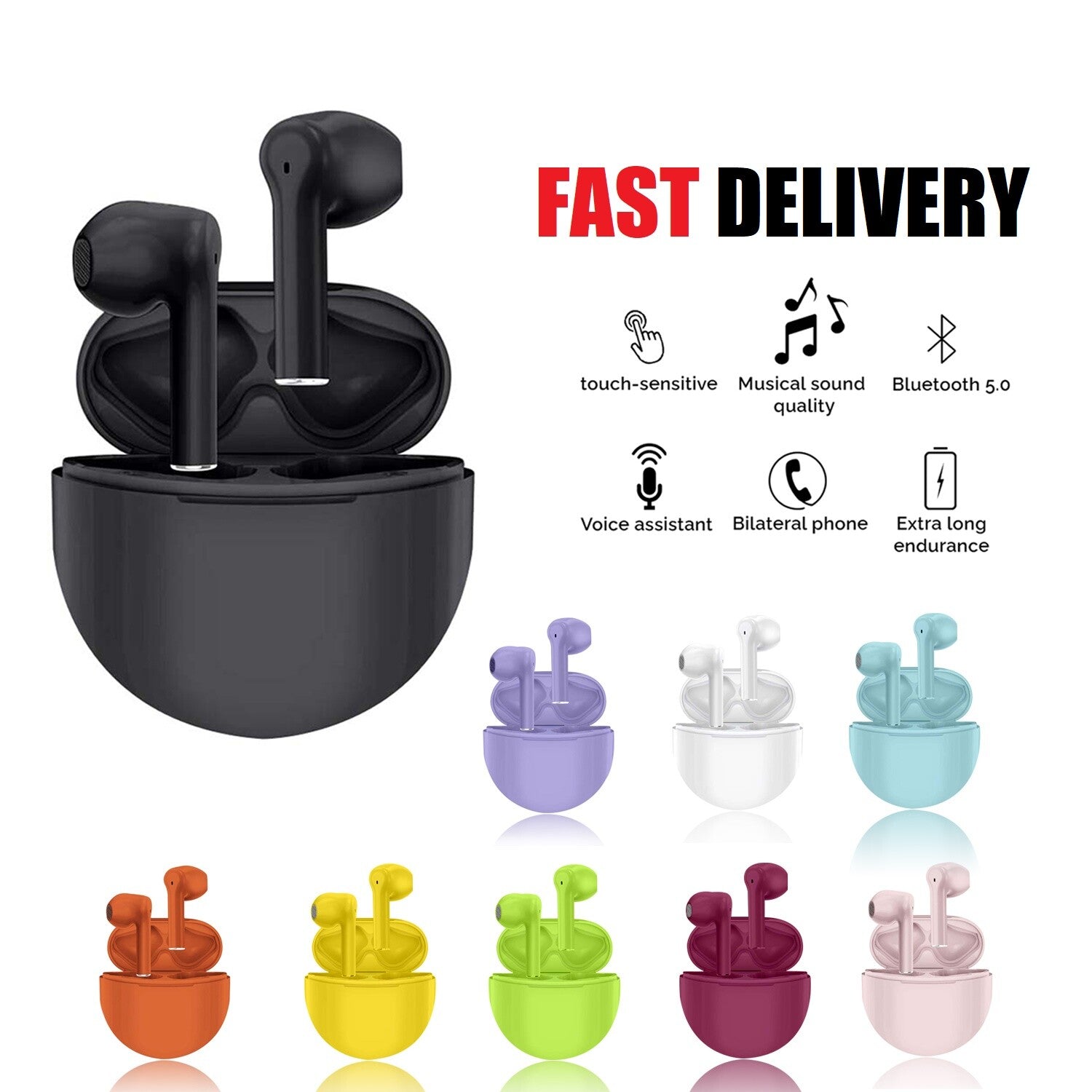 Bluetooth Earphones TWS Mini Wireless Headphones In-Ear Buds for Iphone Android