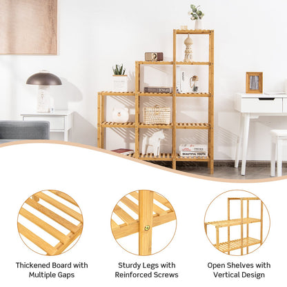 5-Tier Bamboo Plant Stand Storage Organizer Rack with Shelves