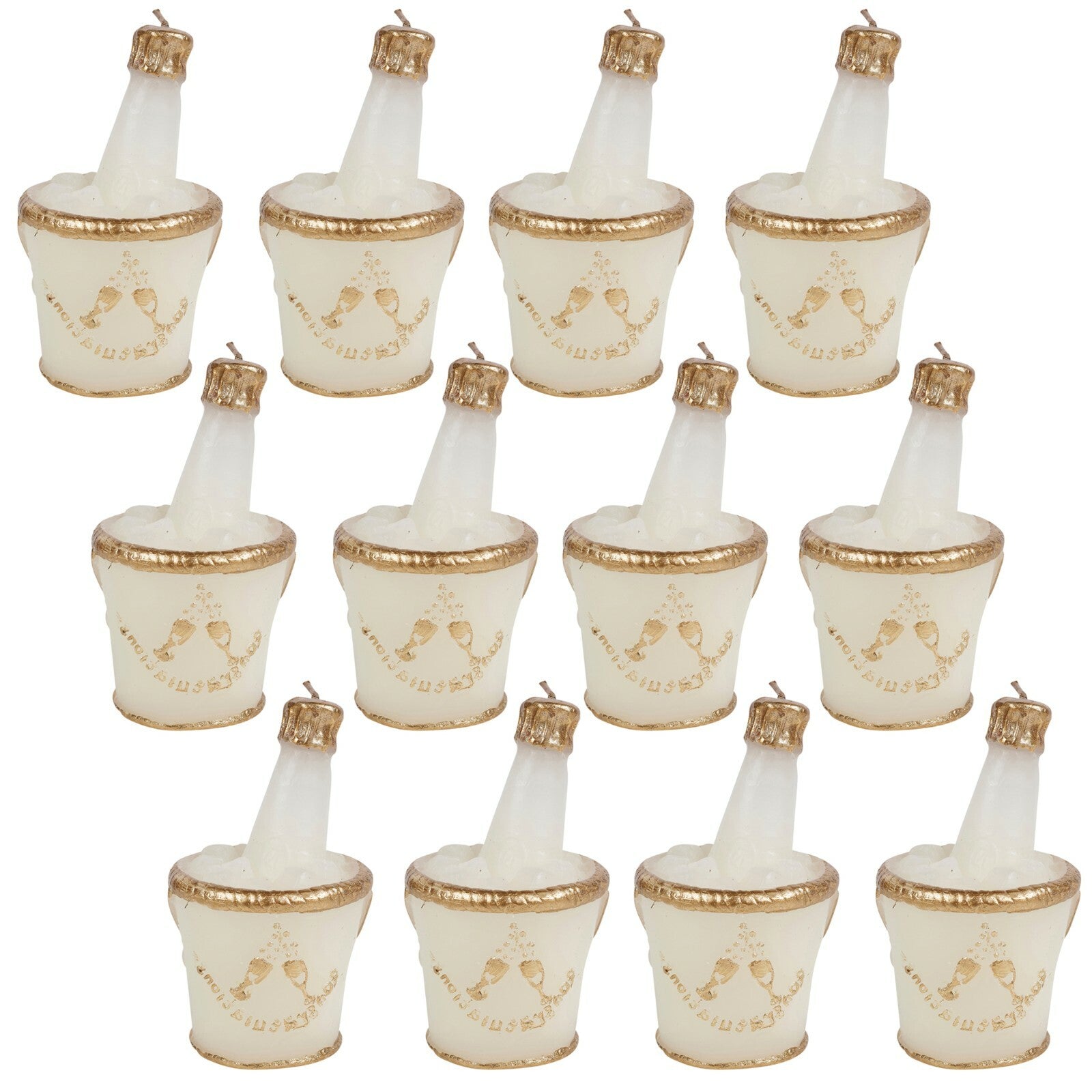 12 Wedding Candles Champagne Bowl Bottle Design Novelty Table Centrepiece Decor
