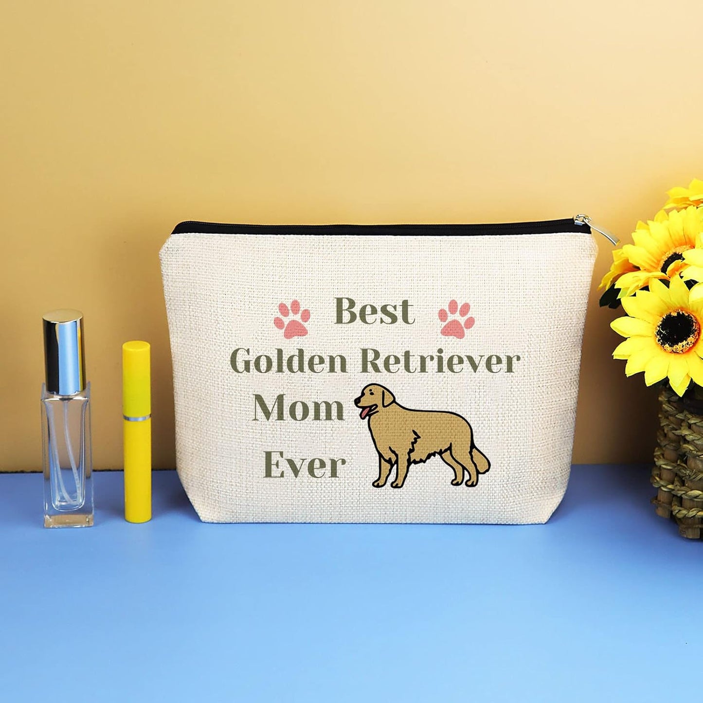Golden Retriever Mom Gifts Makeup Bag Golden Retriever Lover Gift Golden Mom Cosmetic Bag Golden Retriever Owner Gift Dog Lover Gift for Women Mother'S Day Christmas Birthday Gift for Her Travel Pouch
