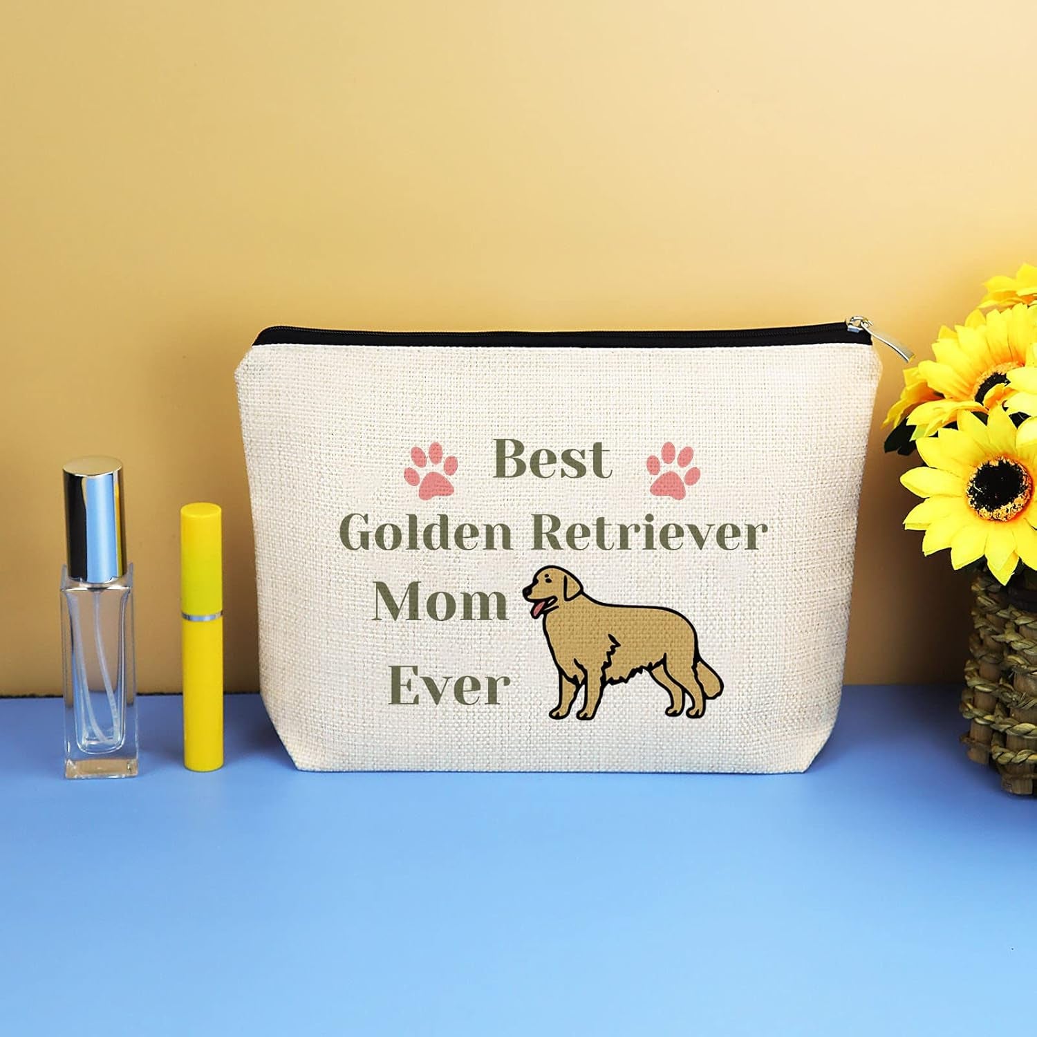Golden Retriever Mom Gifts Makeup Bag Golden Retriever Lover Gift Golden Mom Cosmetic Bag Golden Retriever Owner Gift Dog Lover Gift for Women Mother'S Day Christmas Birthday Gift for Her Travel Pouch