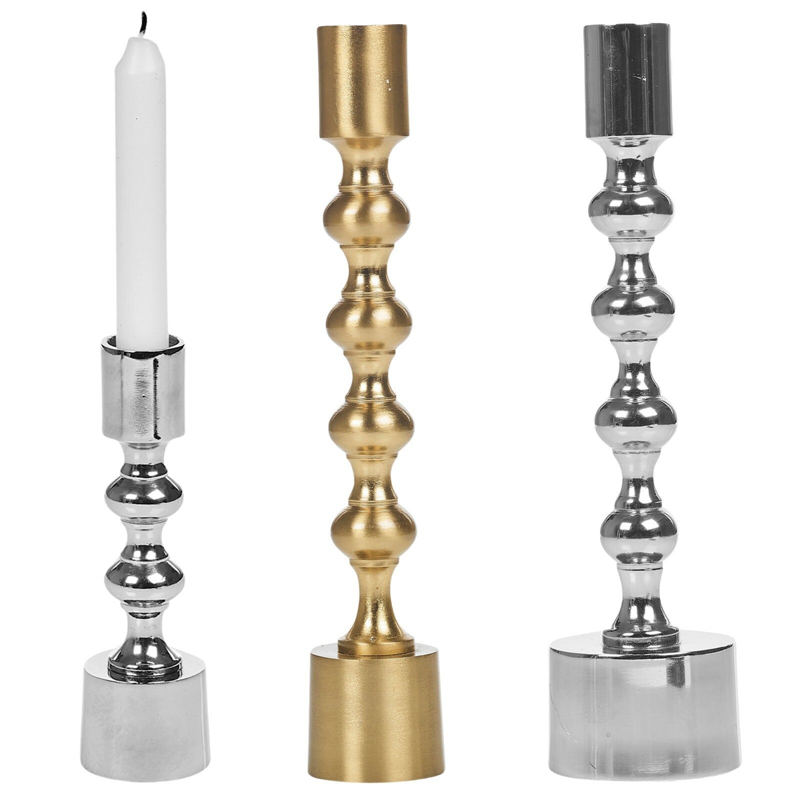 Modern Gold Silver Metal Candlesticks Wedding Table Candle Stick Dinner Holders