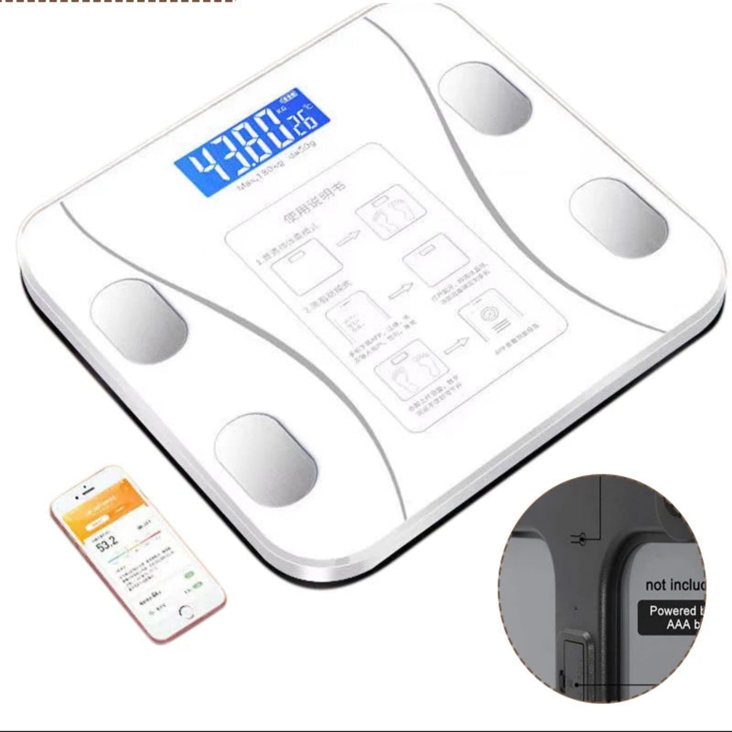 Smart Body Fat Scale Wireless Digital Bathroom Scale Bluetooth Electronic Weight Scale with Smartphone App