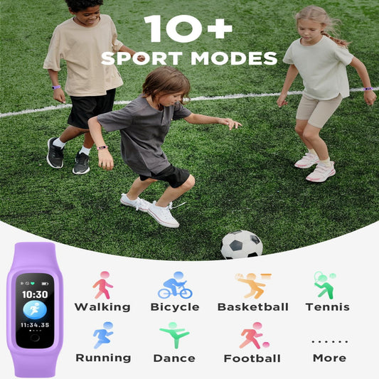 Vigor 2 L Kids Fitness Tracker Watch for Boys Girls Ages 5-15, Activity Tracker, Heart Rate Sleep Monitor, IP68 Waterproof, Pedometer, Calorie Step Counter Watch, Lilac