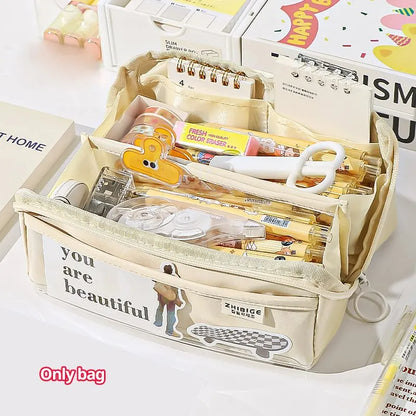 Multi Layer Prisms Large Capacity Transparent Pencil Case Multifunctional Simple and High Appearance Pencil Case 1Pc