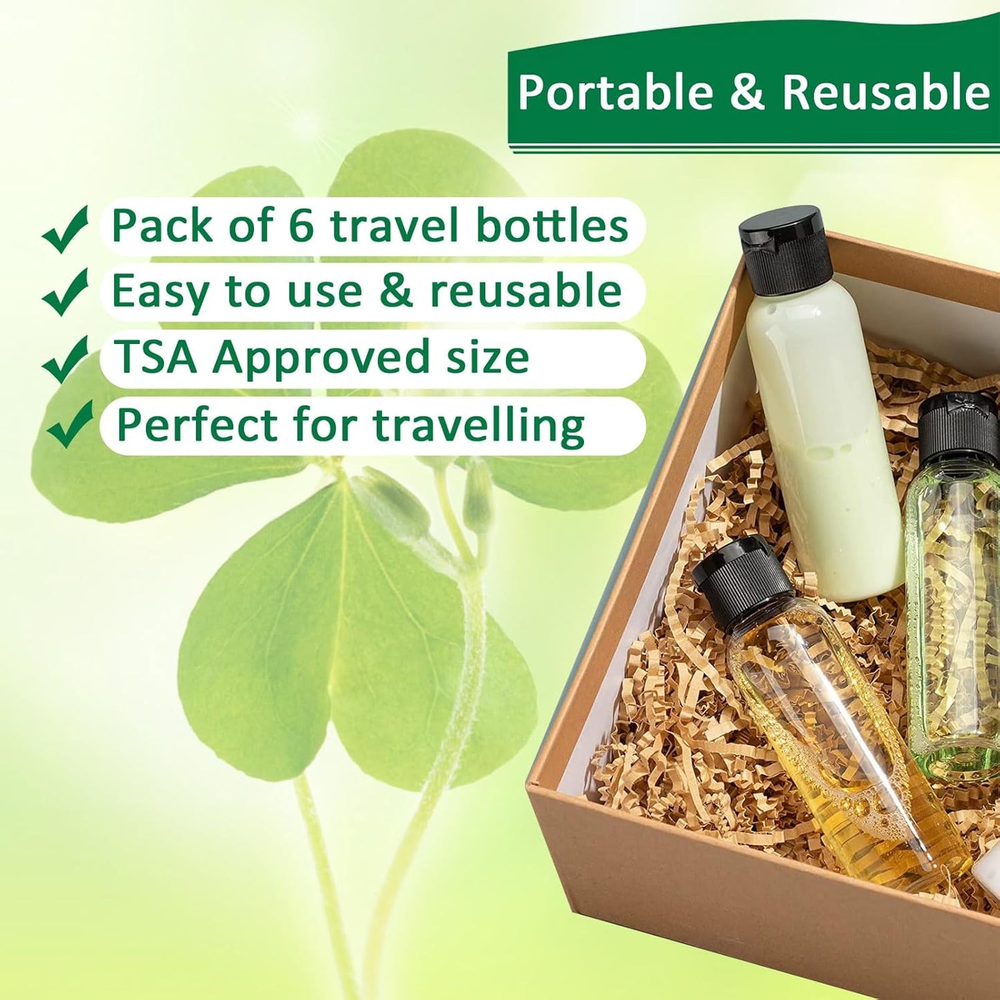 6PCS 50ML Plastic Travel Bottles with Flip Cap Empty Squeeze Bottles Refillable Travel Container with Funnel & Label TSA Approved for Liquids Lotion Toiletries Cosmetic (Transparent)