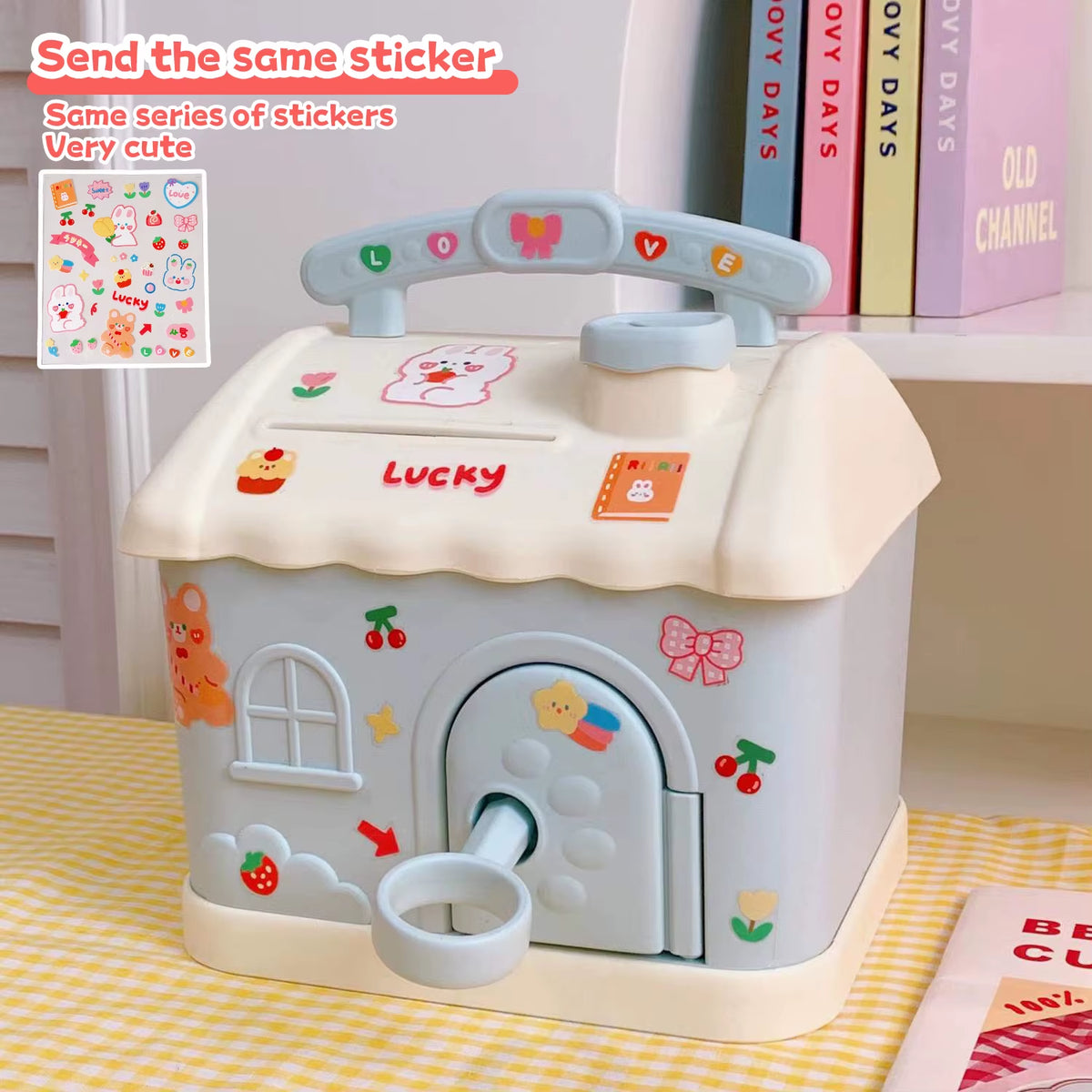 Money Box Piggy Bank Creative Cartoon Design Cute Little House Depositable Large Capacity Plastic Money Box