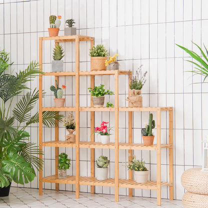 5-Tier Bamboo Plant Stand Storage Organizer Rack with Shelves