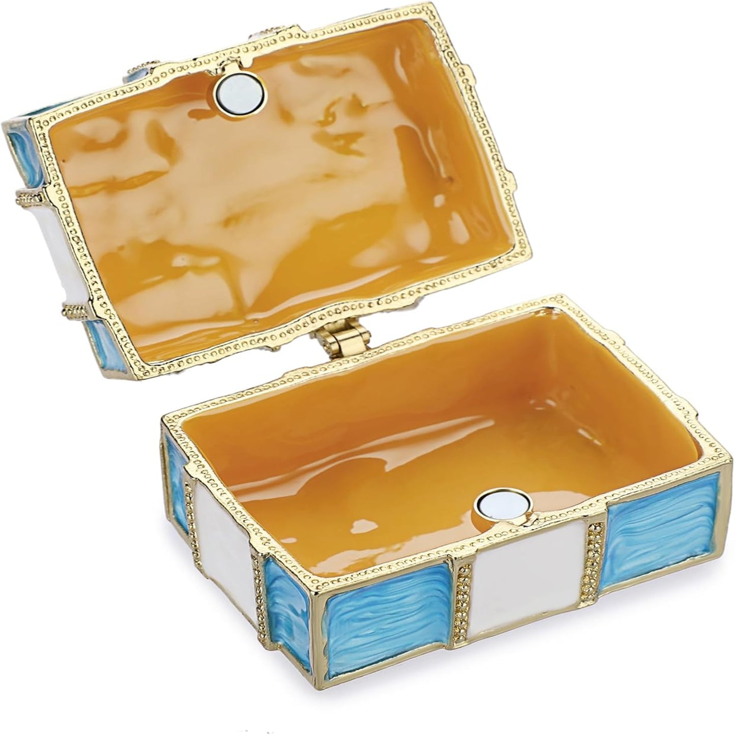 Pink Butterfly Trinket Box,Bow Hinged Jewelry Box Decorated with Crystal ,Alloy Storage Box
