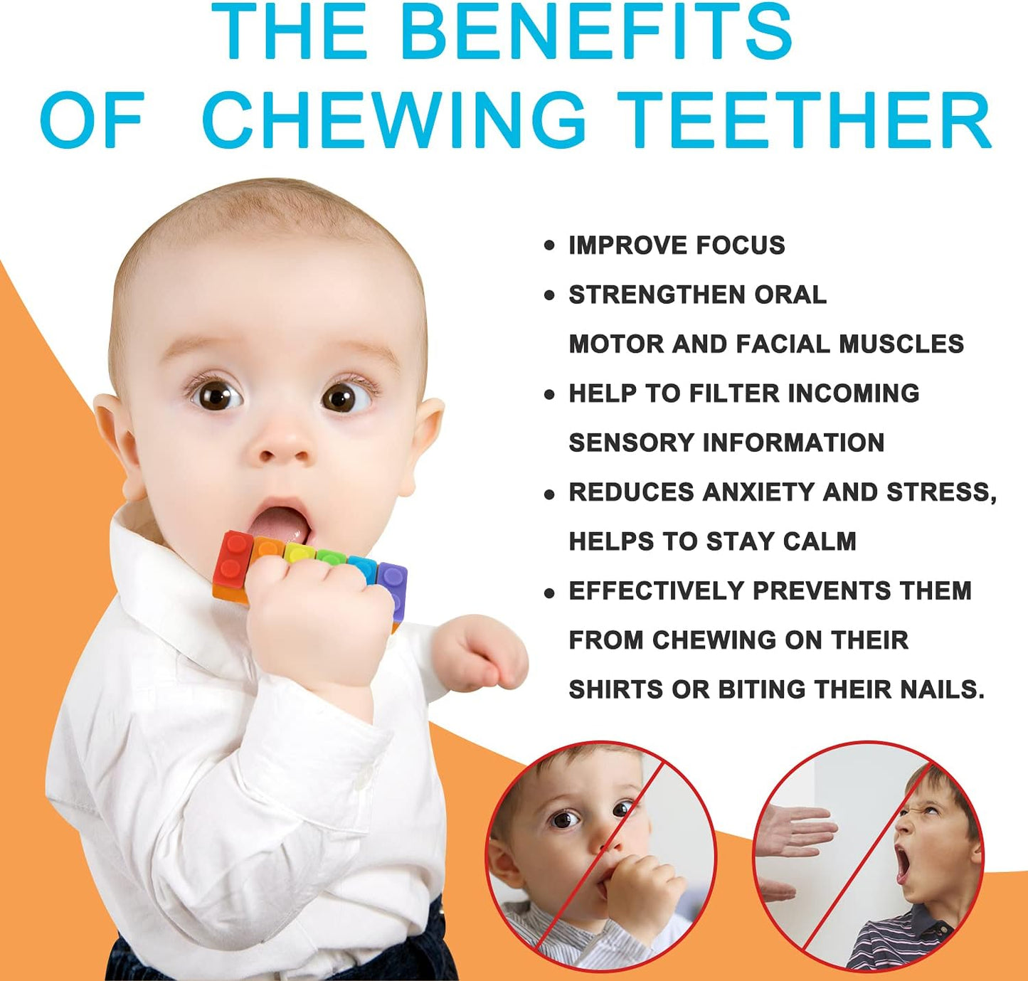 Sensory Chew Necklace for Autistic Children - Chew Toys for Kids - Chewelry and Chewy Toys for Autism