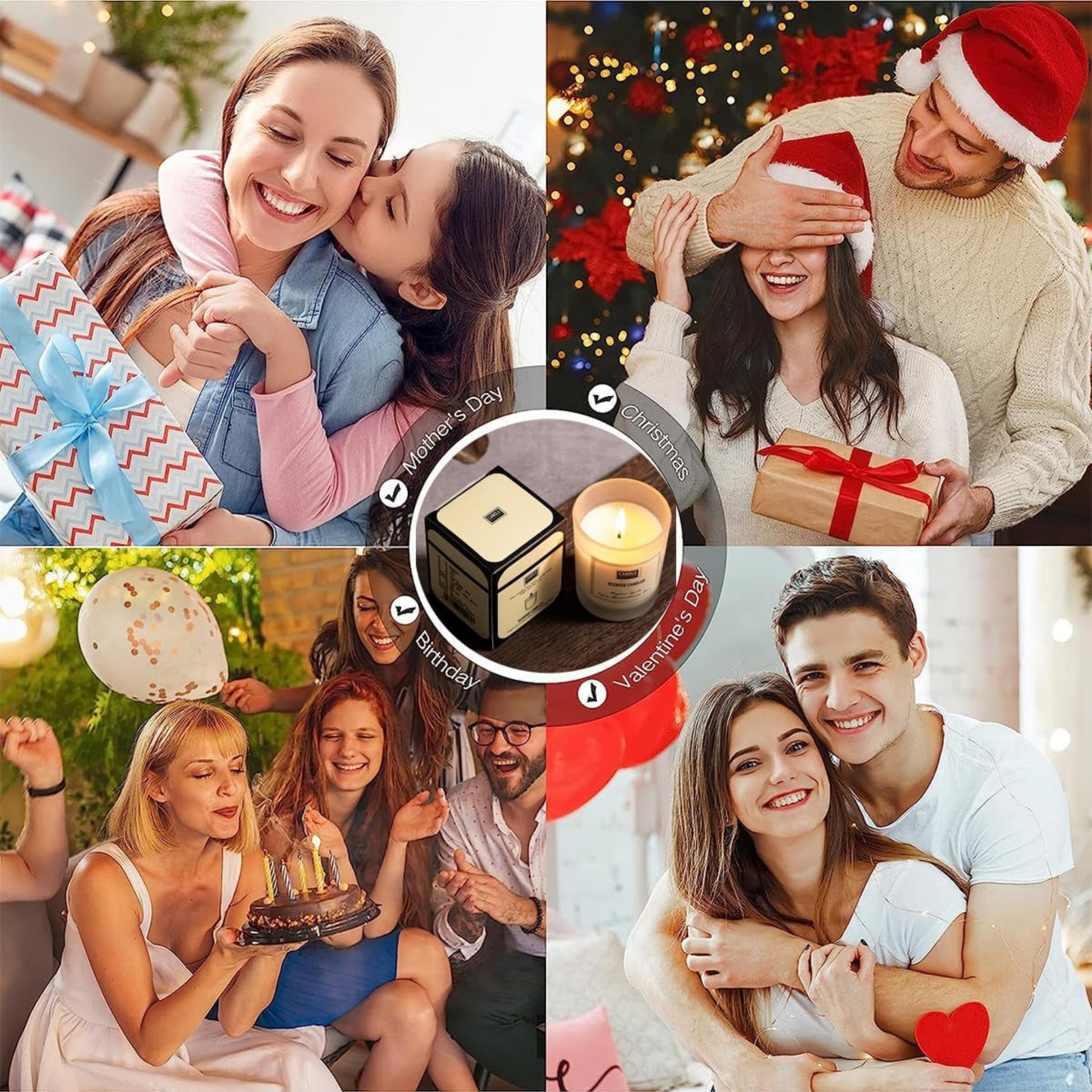 Aromatherapy Candles for Christmas, Essential Oil Aromatherapy Candle, Long Burning Soy Candle, Scented Candles with Gift Box for Sleep Massage Spa, Gift & Home Supplys (Rose-White)