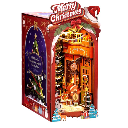 Book Nook Kit DIY Miniature Dolls House Kit 3D Wooden Puzzle Decoration Gift with LED Lights Christmas Street and House