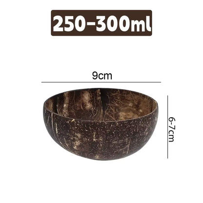 5/1PCS Natural Coconut Bowls Reusable Wooden Tableware with Spoon Dessert Fruit Salad Yogurt Coconut Bowl Home Kitchen Supplies