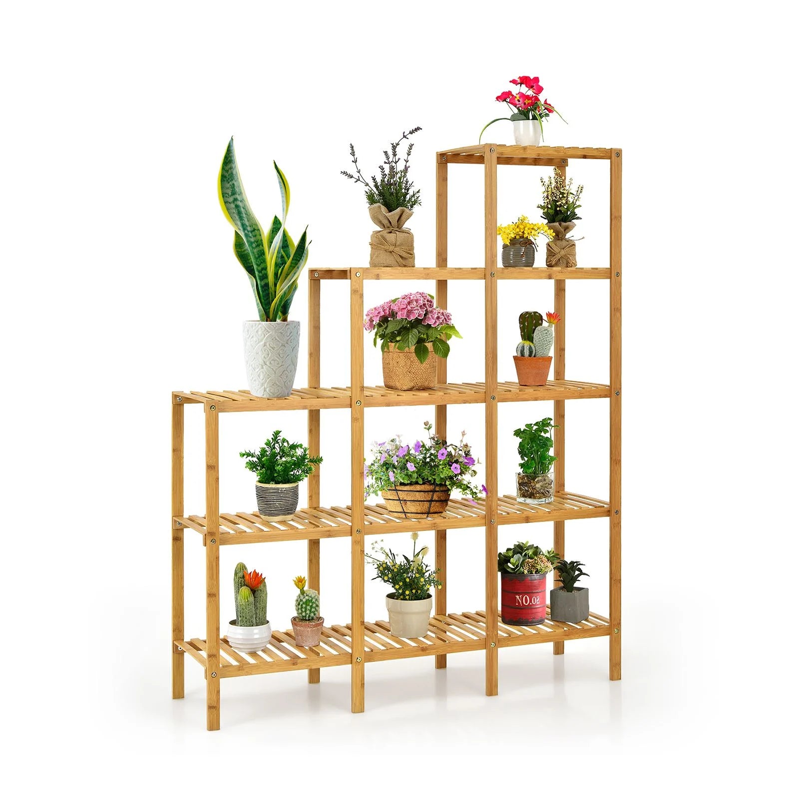 5-Tier Bamboo Plant Stand Storage Organizer Rack with Shelves